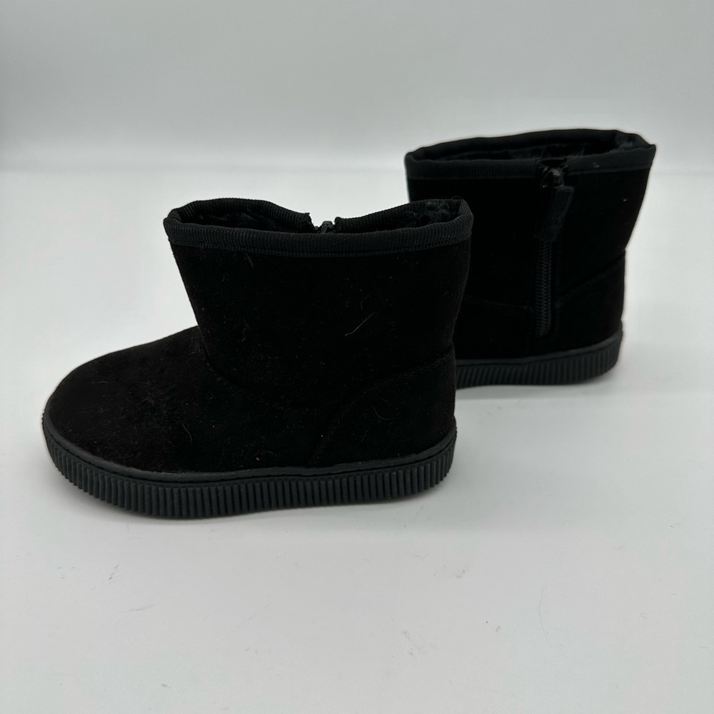 Cat & Jack Toddler Winter Boots Black Faux Suede Zip Side Size 8 - Picture 3 of 8